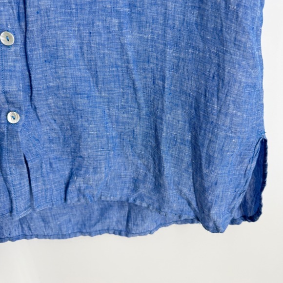 Christian‎ Siriano Blue 100% Linen Short Sleeve Button Up Shirt Tunic Large - Picture 4 of 7